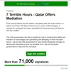 a phishing campaign card reading "7 terrible hours - Qatar Offers Mediation"