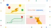 Eine Grafik mit vier Feldern, die KI in den Google Produkten symbolisieren