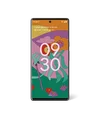 Image showing a Wallpaper by Dana Kearly on a Pixel phone lock screen. It has cartoon flowers standing up on grass with an abstract pink, yellow, purple and orange background behind them.