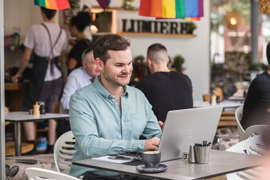 Business owner, James Hill at Lumiere Cafe.