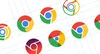 Image of various design explorations of the Chrome icon