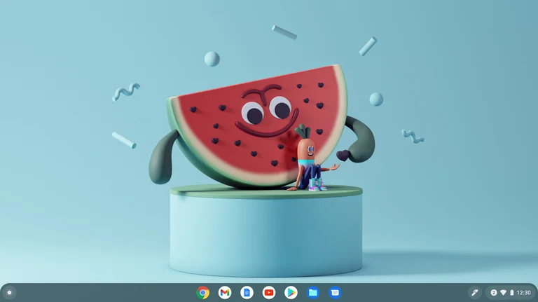 Wallpaper featuring a clay-like watermelon.