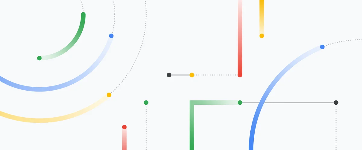 Illustration of Google colors in different shapes of lines