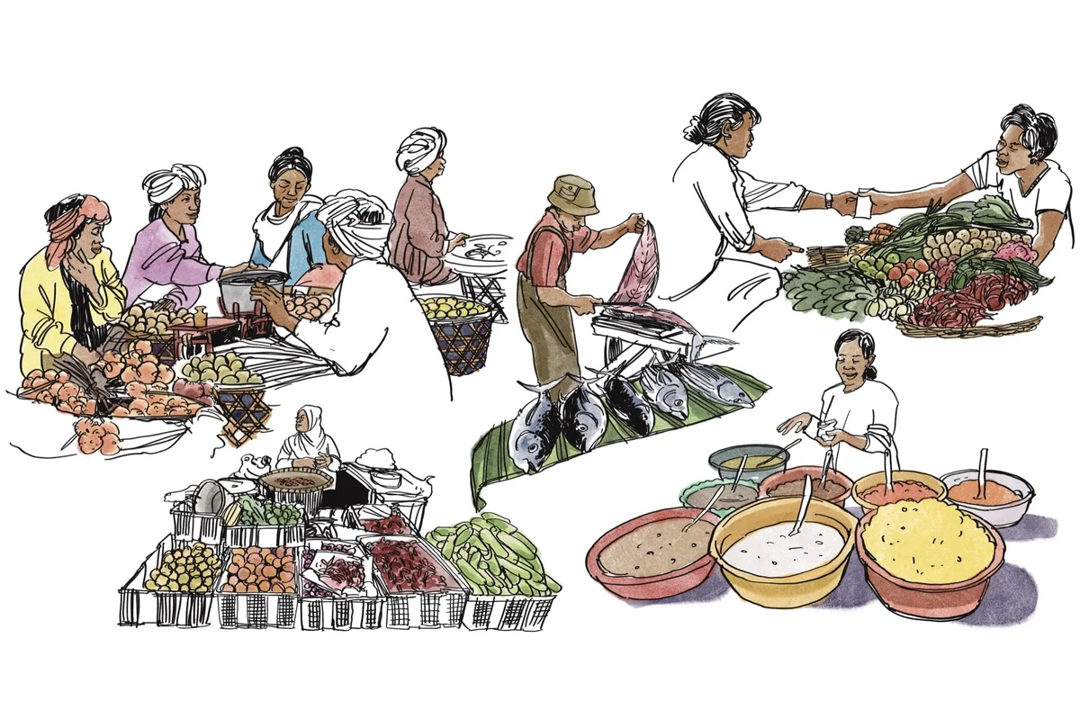 An illustration of the people who have a part in Indonesian gastronomy.