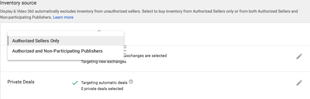 Authorized Seller Targeting in Display & Video 360