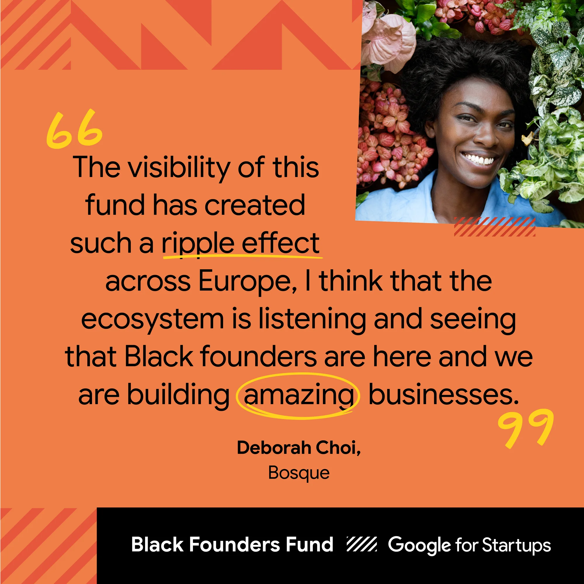 A quote from Bosque, a Startup which received funding from the first European Black Founders Fund