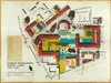 An architectural layout plan of Barbican estate showing building phases in different colours.