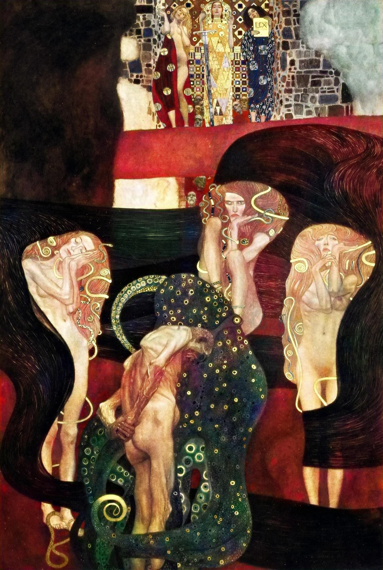 Das rekolorierte Foto von Gustav Klimts Fakultätsbild “Jurisprudenz”