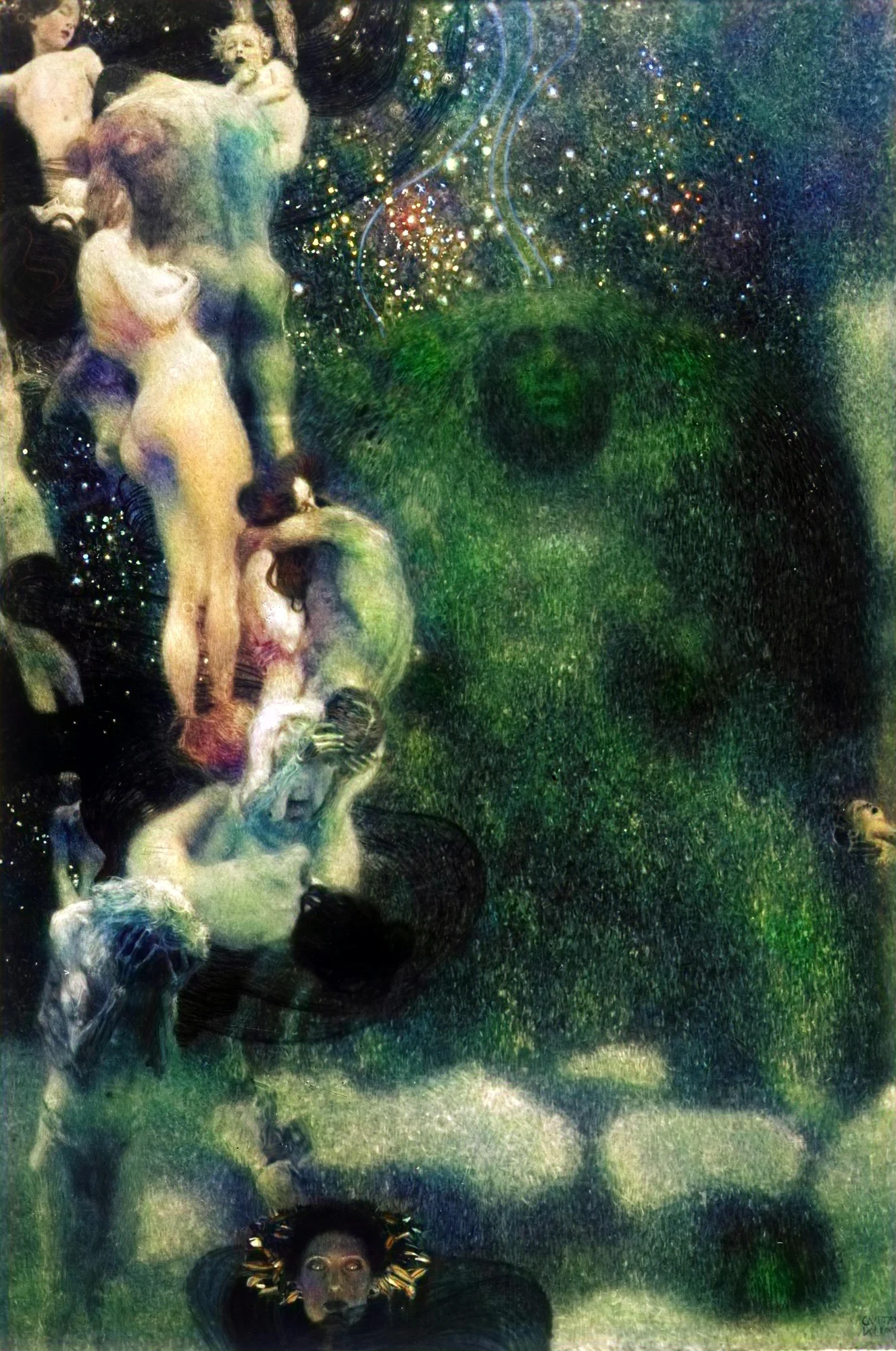 The recolored version of Klimt’s Faculty Painting “Philosophy”