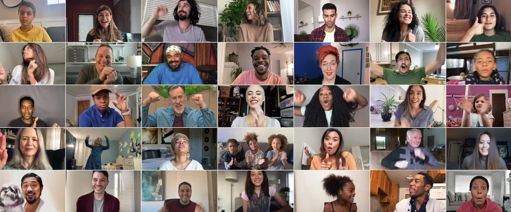 A grid of people on a video call