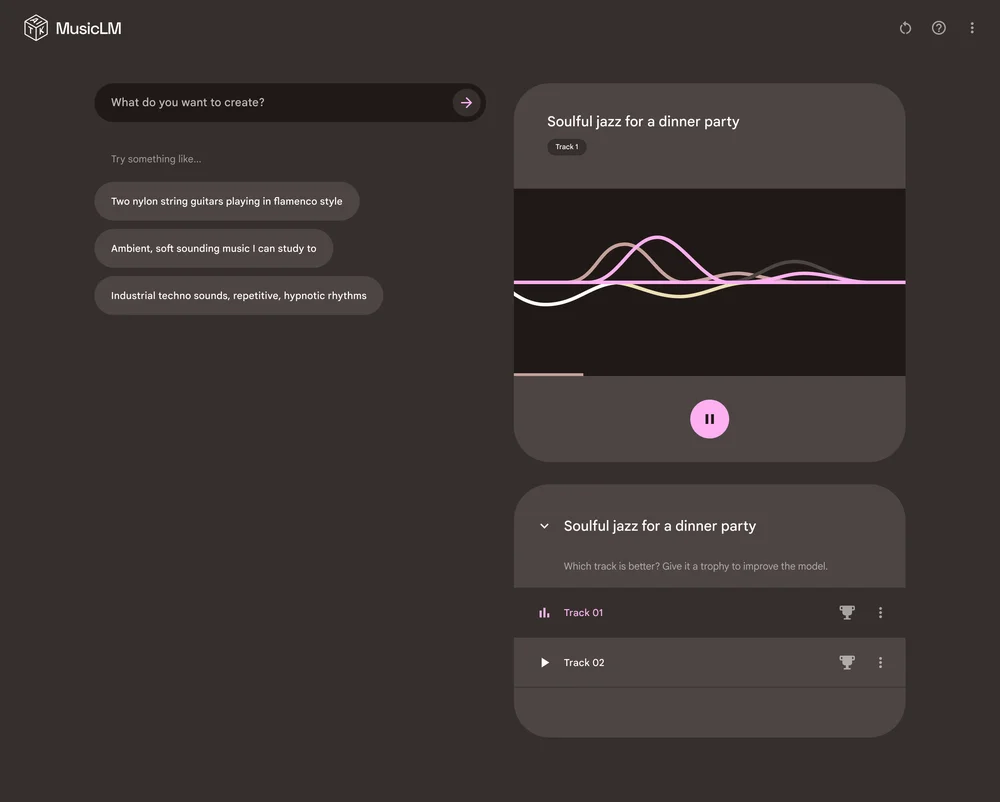 MusicLM is an experimental text-to-music model that can generate unique songs based on your ideas or descriptions.