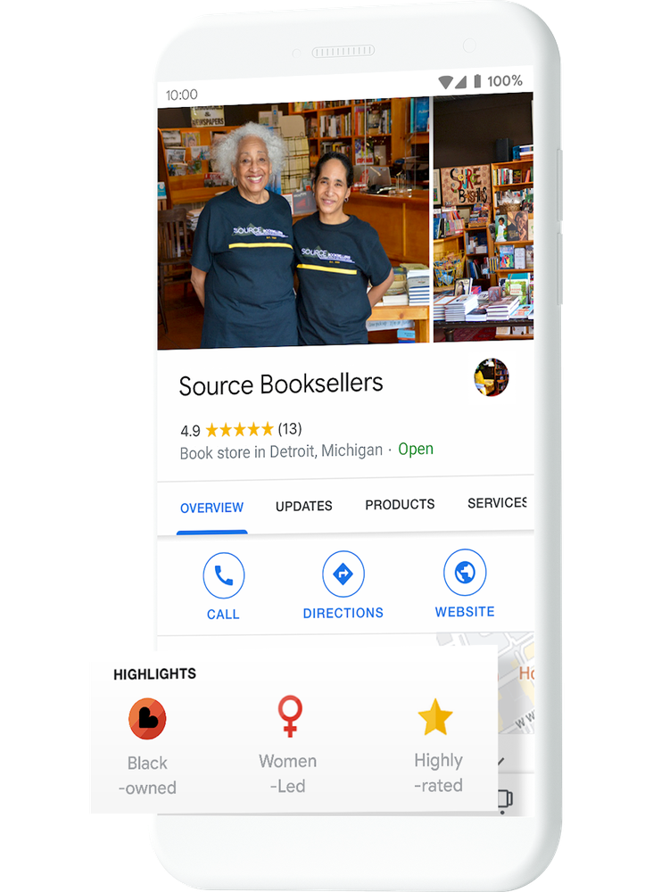 The Black-owned business attribute on a company's Maps profile