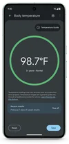 Image of body temperature experience in the Thermometer app on Pixel 8 Pro