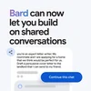 Un'immagine con il testo "Bard ora può consentirti di sviluppare conversazioni condivise" con un esempio sotto.