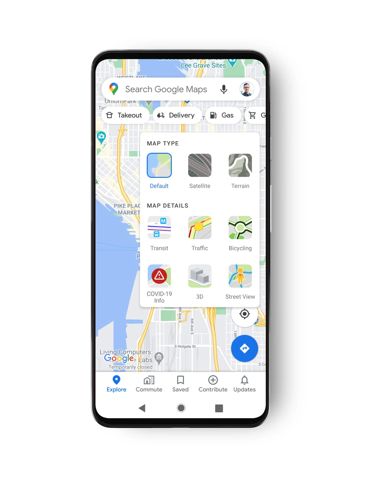 Google Maps mit COVID Kartenebene