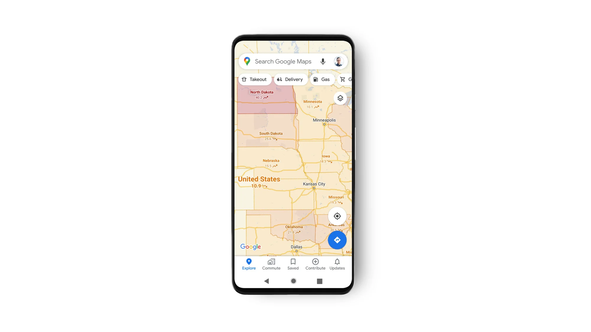 Google Maps mit COVID Kartenebene
