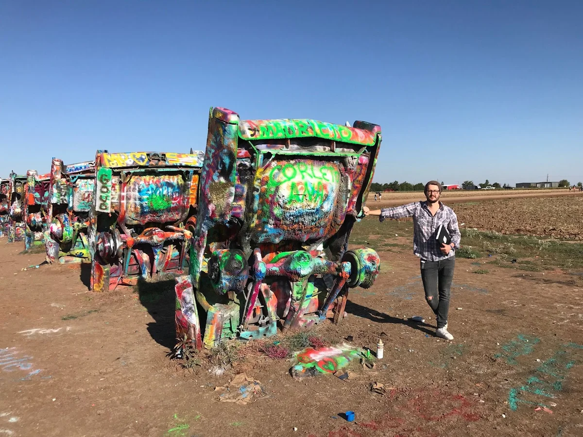 Photo of Matthew at Cadillac Ranch in Texas