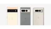 Three Pixel phones in a row. Each one has its back to the camera, showing their camera bars.