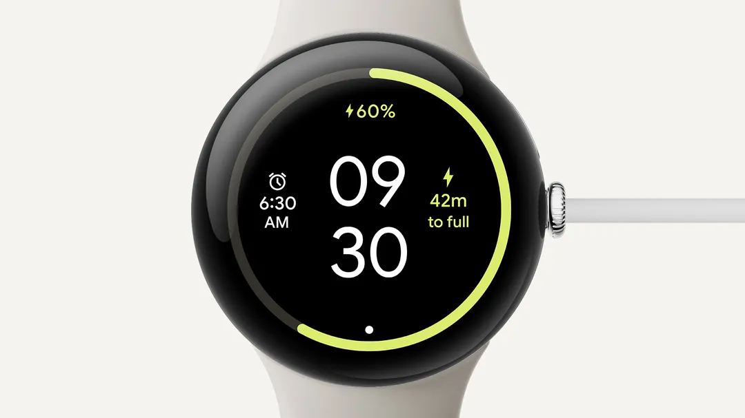 Capacité de charge et temps de charge complète affichés sur la Pixel Watch 3