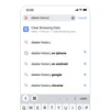 Image of Chrome Actions on iOS, which specifically shows the Chrome address bar with the phrase “delete history” typed in.