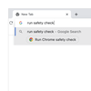 Image of Chrome browser search bar with the text “run safety check”