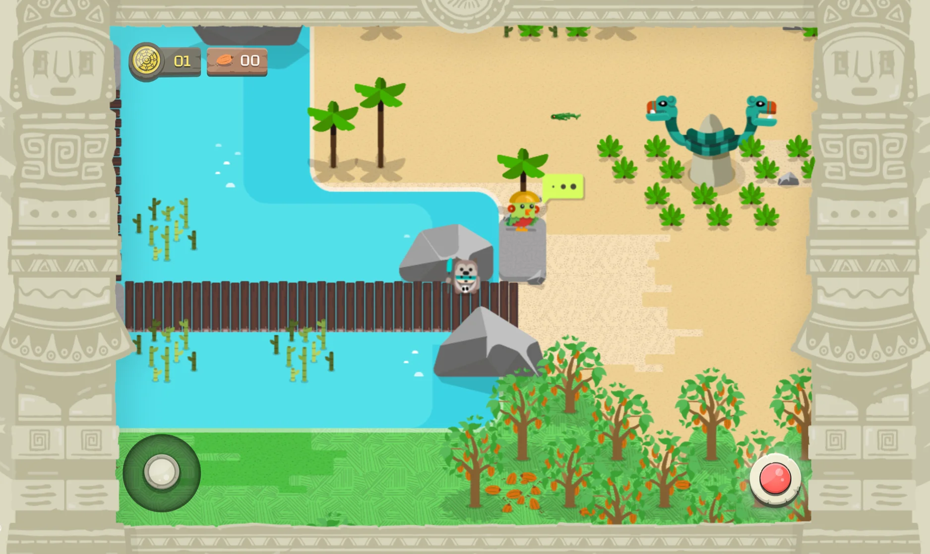 An image of the Descent of the Serpent game screen showing the animated player avatar in the virtual coastal maze.