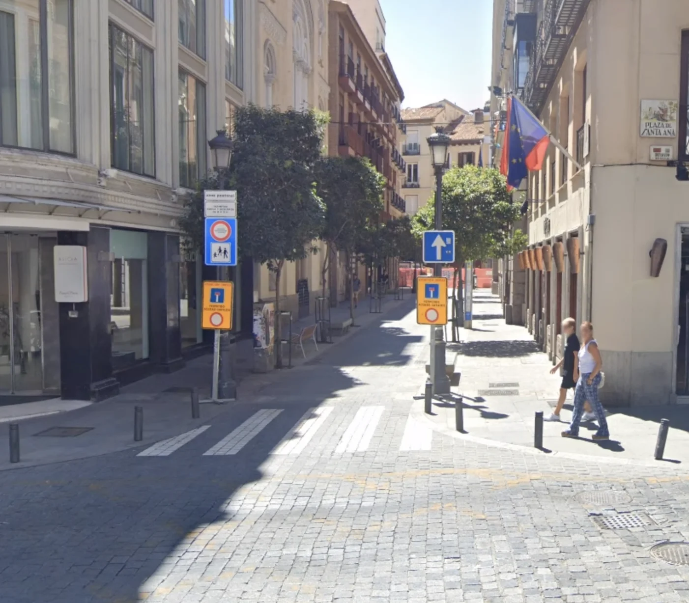 A street-level image of crosswalks in Madrid