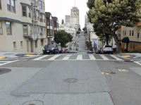 A street-level picture of crosswalks in San Francisco