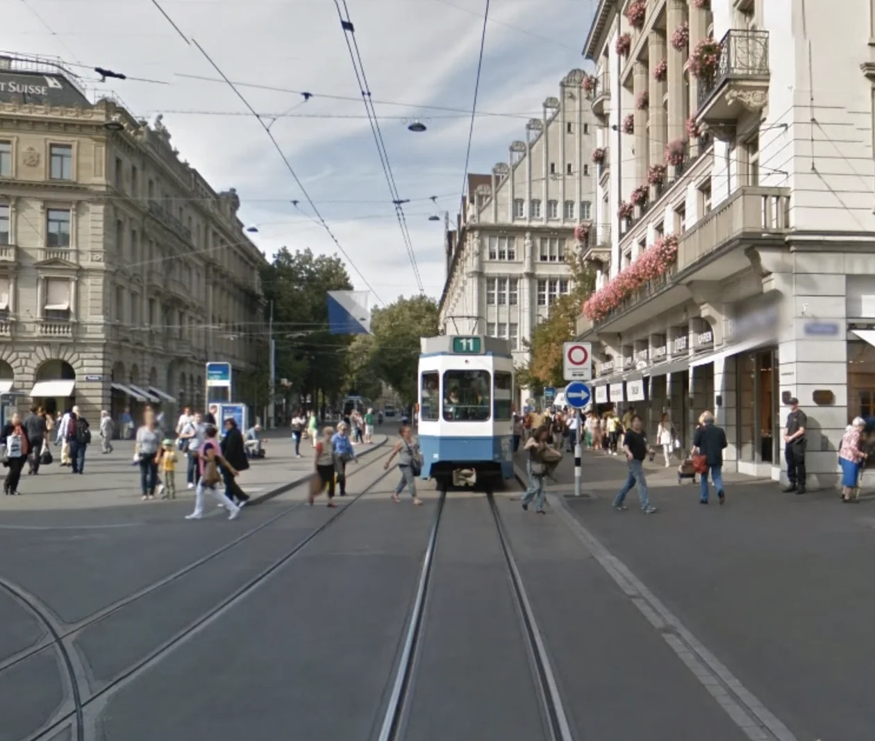 A street-level image of crosswalks in Zurich