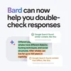 A graphic with the text “Bard can now help you double-check responses” with examples underneath.
