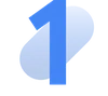 A blue graphic of the number 1