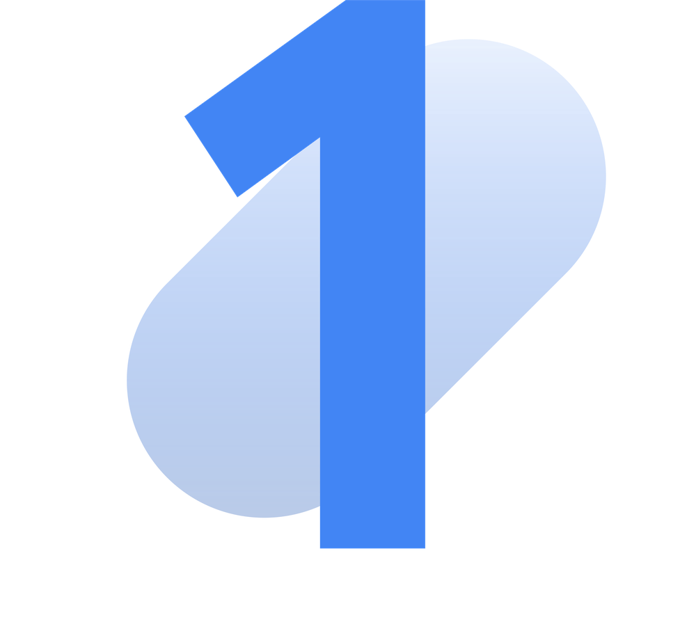 A blue graphic of the number 1