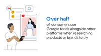 A carousel that shows three research insights about consumer behavior in Google feeds