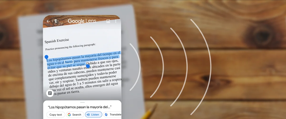 Google Lens is being used to copy text from a piece of paper.