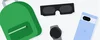 An illustration showing potential items to pack for the eclipse: A backpack, solar glasses, a Pixel watch, and a Pixel phone.