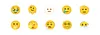 Ten face emoji in two rows of five, including the melting face, saluting face and face with spiral eyes