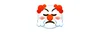 A triumphant clown emoji featuring the red hair, nose and cheeks of a clown who has two streams of steam coming from its nose