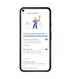 A phone screen showing the Google Fi app menu for privacy & security, featuring an illustration of a person holding a shield for protection.