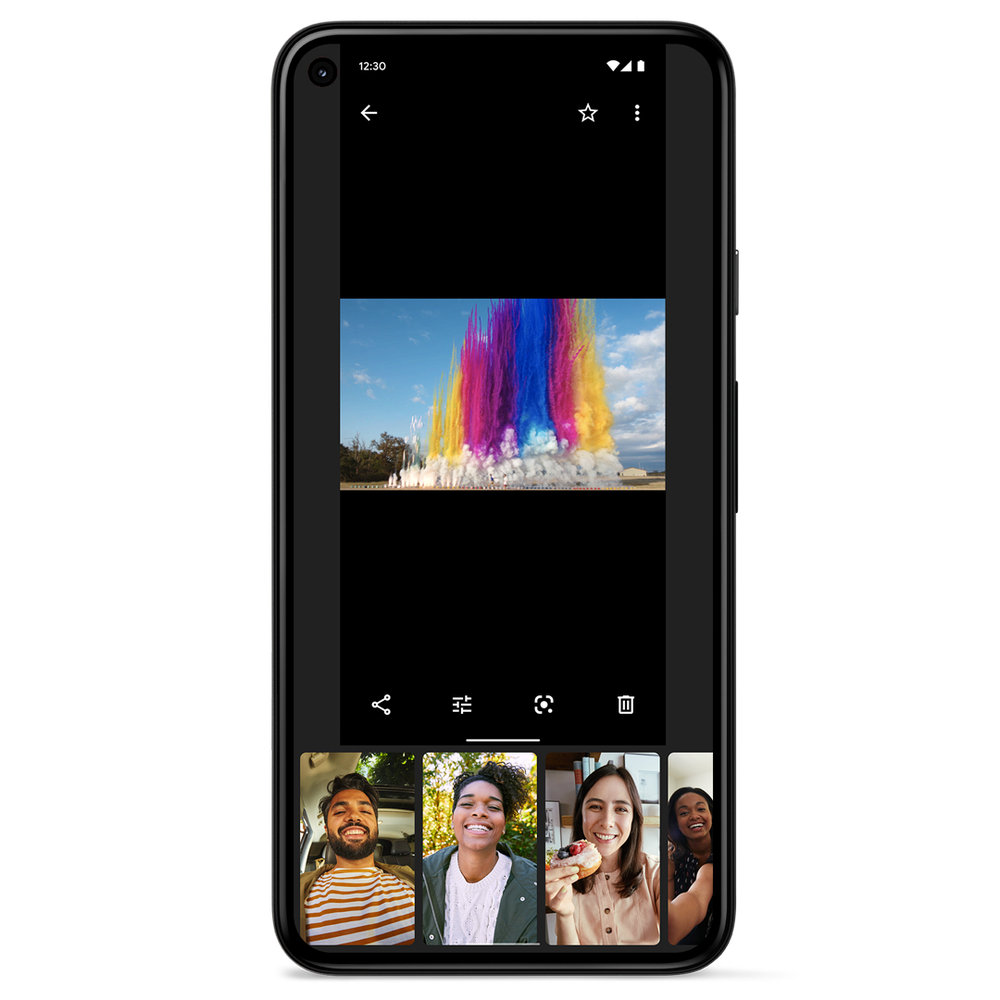 Image showing a Pixel phone with the new Photos Editor on the screen.