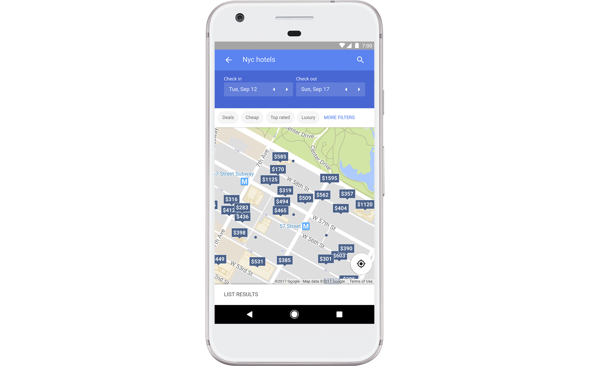 Hotel prices in maps