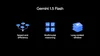 Ilustración de iconos y texto que explican tres características clave del nuevo modelo Gemini 1.5 Flash: velocidad y eficiencia, razonamiento multimodal y una ventana de contexto larga.