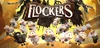 A promotional image from the game Flockers, featuring cartoon sheep.