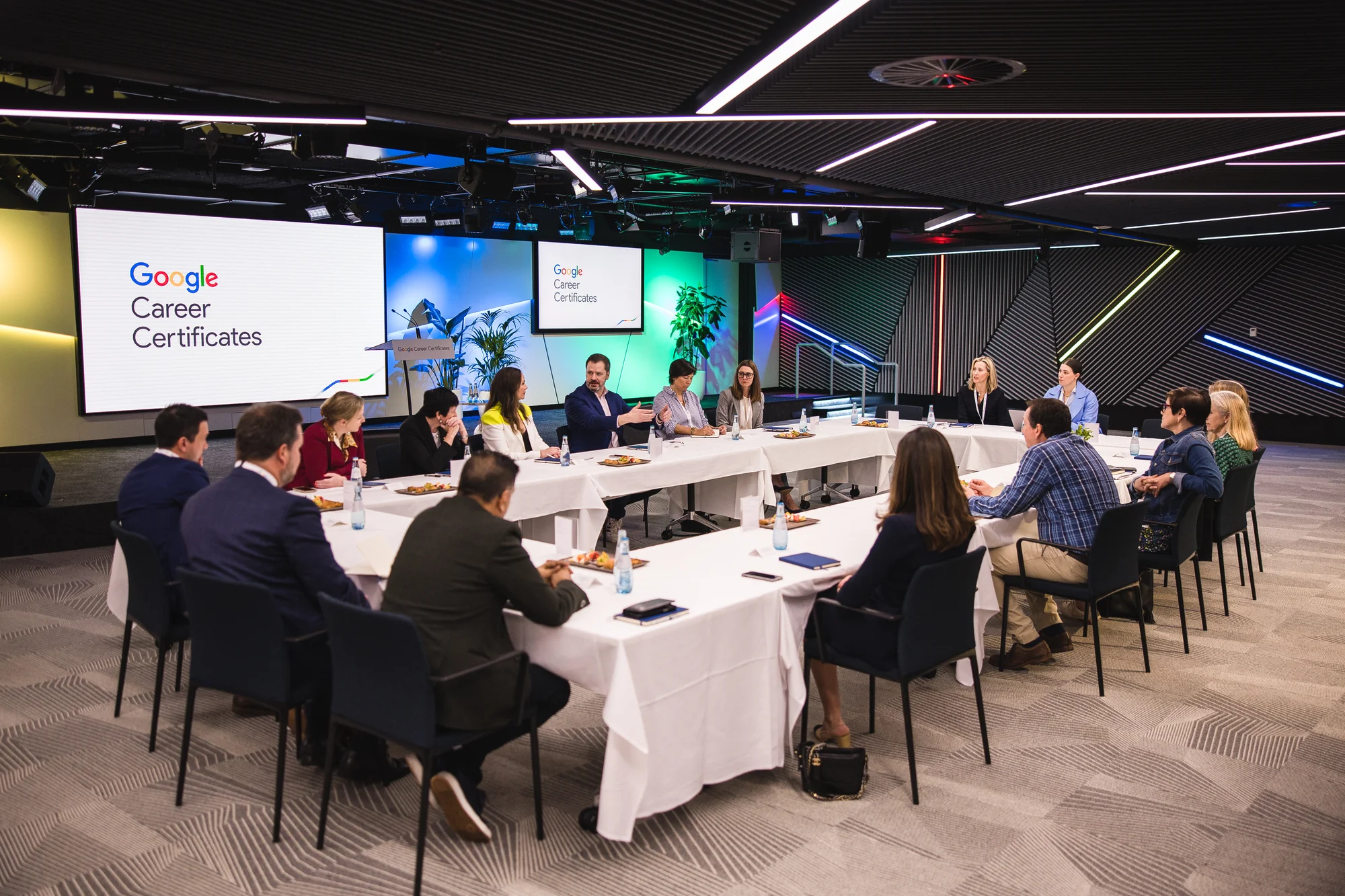 A tech skills roundtable at the Google Career Certificates launch