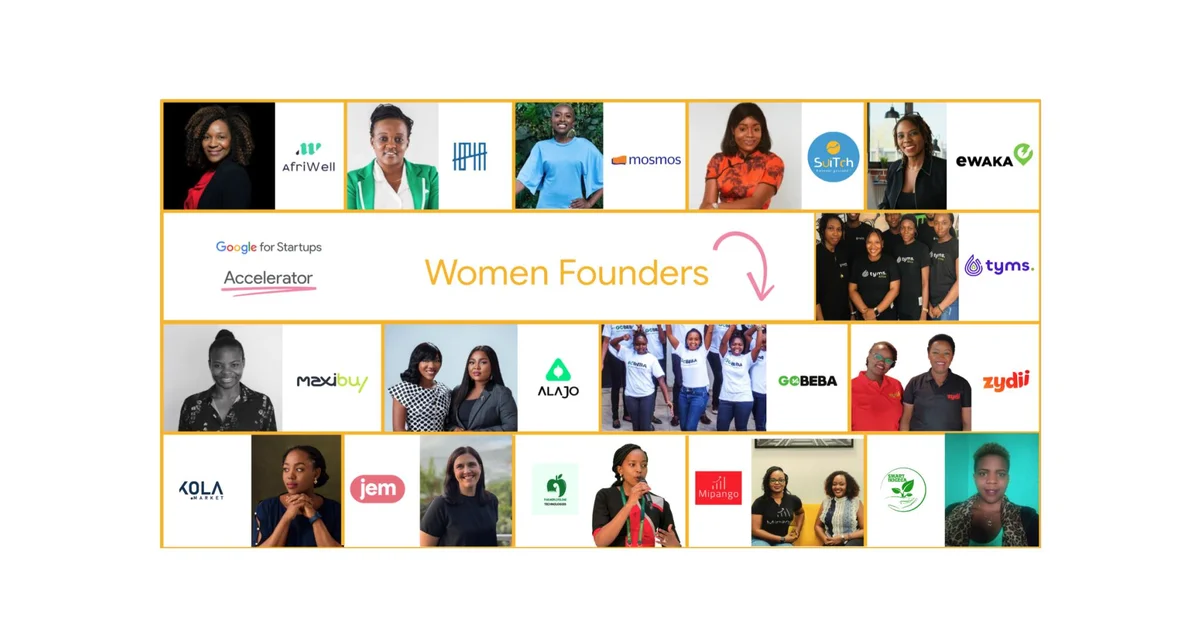 An image with the logos of all the selected starts for the Google for Startups Accelerator: Women Africa program