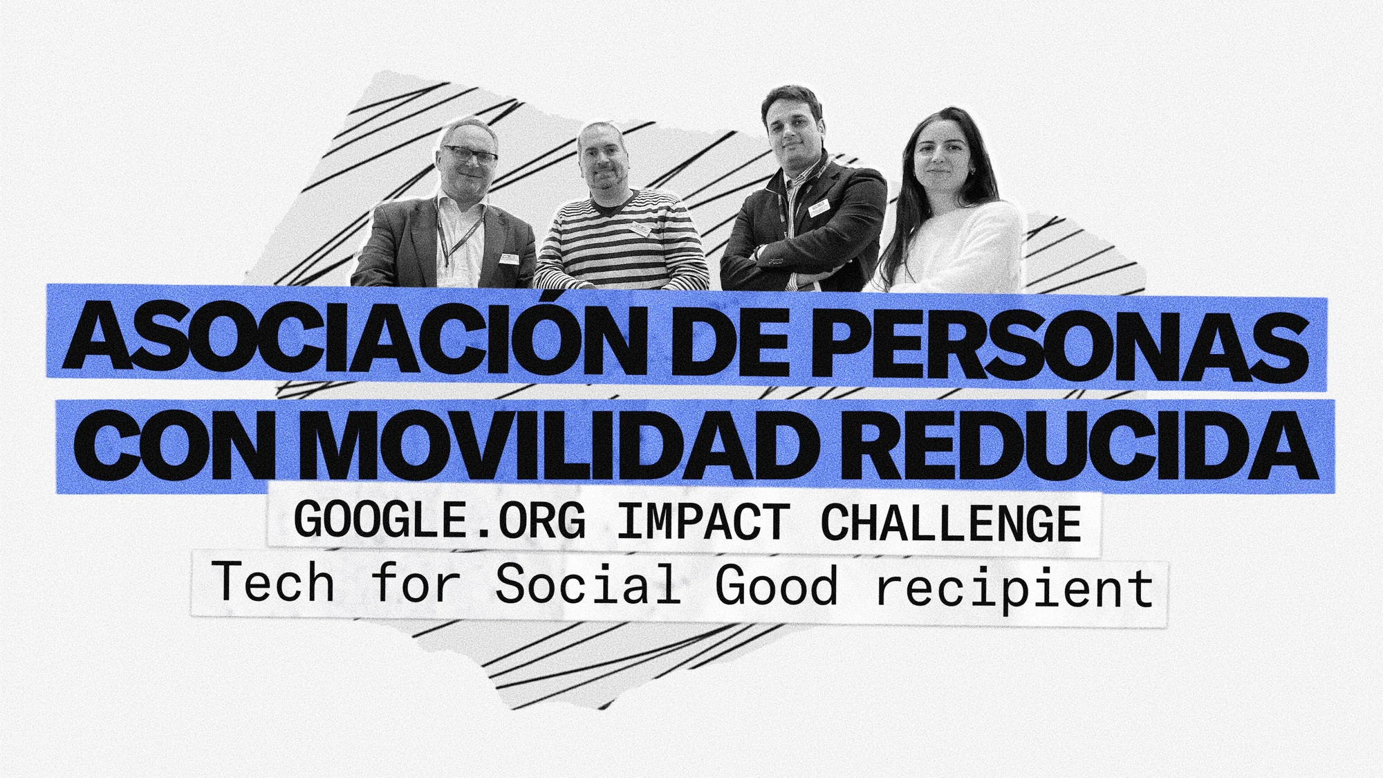 A picture showing the team line up at Asociacion de Personas con Movilidad Reducida