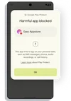 Pop-up notification that says harmful app was blocked