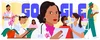 Illustrated Google Doodle featuring Dr. Ildaura Murillo-Rohde and other healthcare workers