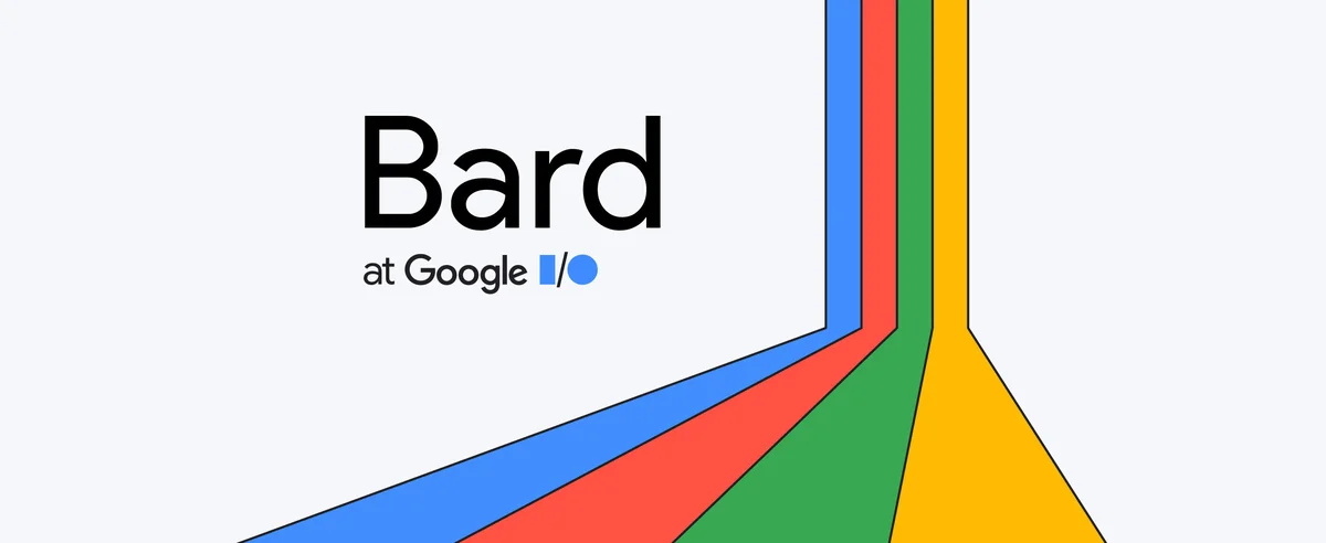 Immagine di strisce colorate nei colori di Google con scritta Bard al lato