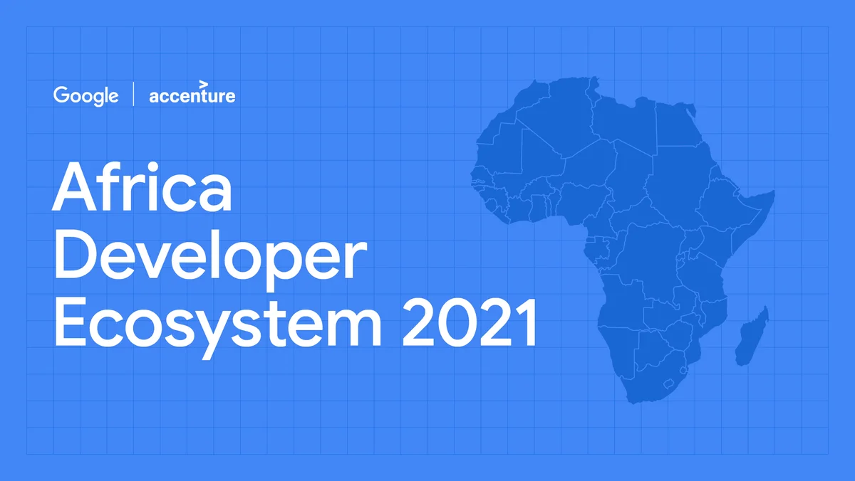 A map of Africa on a blue background with the title 'Africa Developer Ecosystem 2021" and a directive to 'read more'