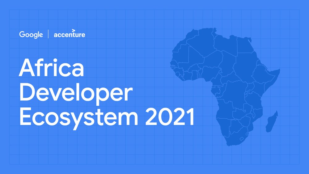 A map of Africa on a blue background with the title 'Africa Developer Ecosystem 2021" and a directive to 'read more'
